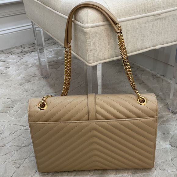 YSL Large Monogram Matelasse Shoulder Bag Nude Powder - Picture 3 of 16